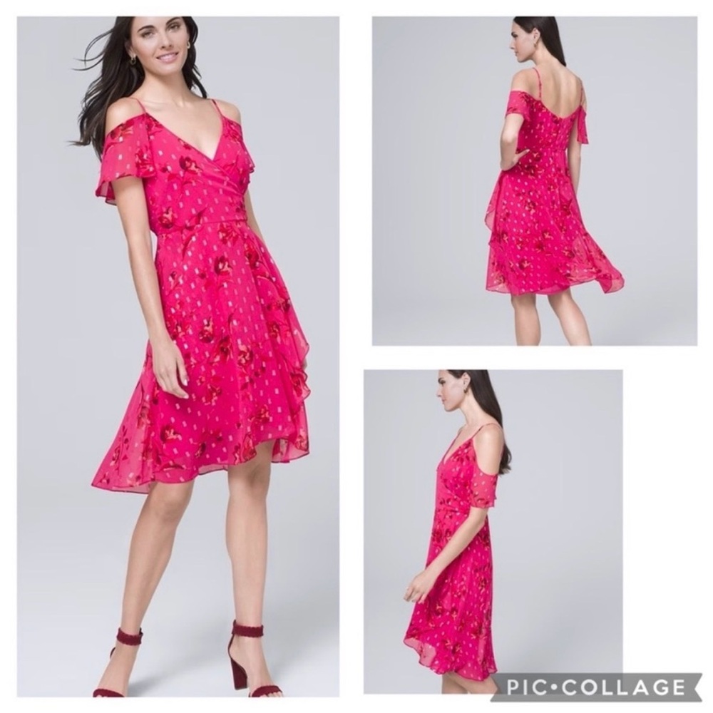 White House Black Market Floral Cold-Shoulder Cocktail Dress.